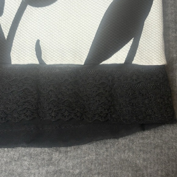 Grace Elements Floral White Black Lace Trim Cotton Skirt Womens Size 6 - Picture 3 of 12
